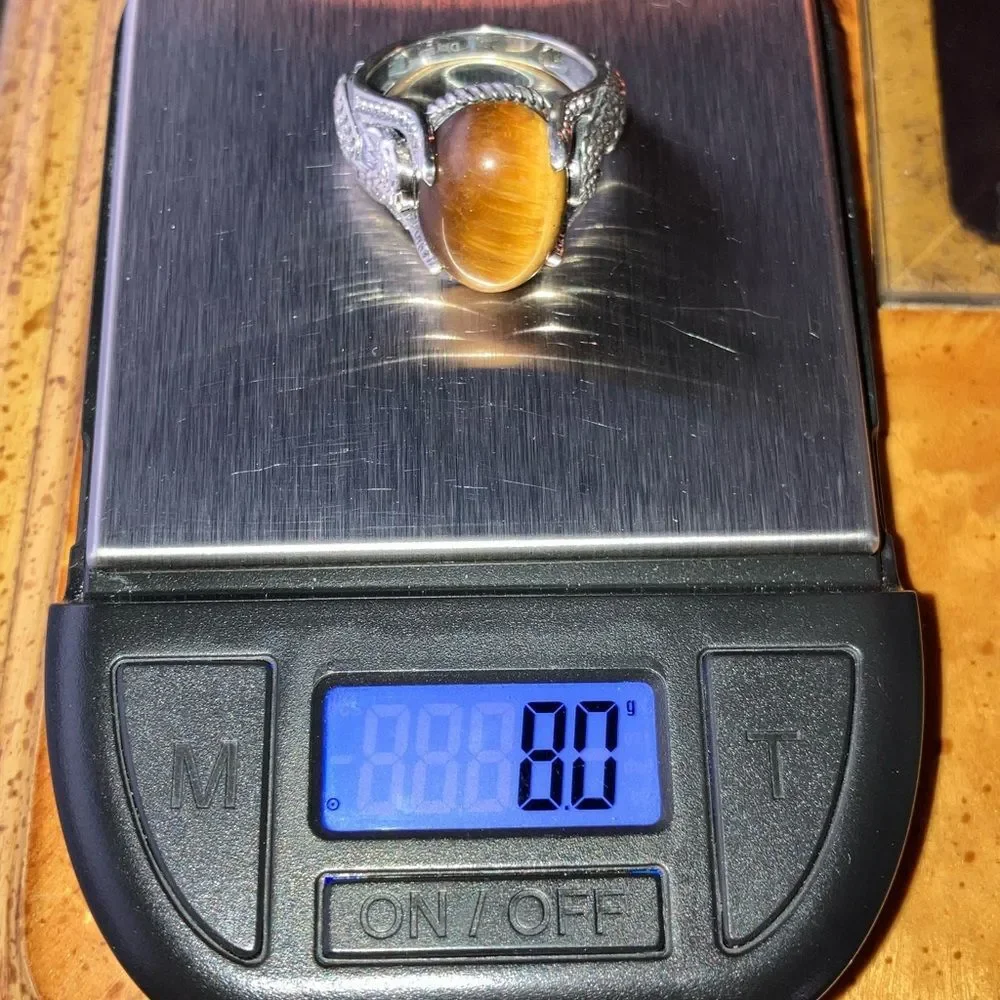 Natural Tiger’s Eye Eagle Ring Size 8